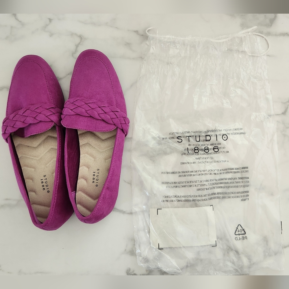 Studio 1886 Flat Braided Loafers Size 7 Purple Color - Picture 10 of 12